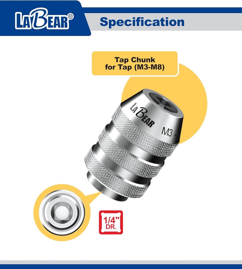 LABEAR 1/4"DR M3~M8 Interchangeable Tap Chuck, Adjustable Tap Socket, tap socket - Image 2
